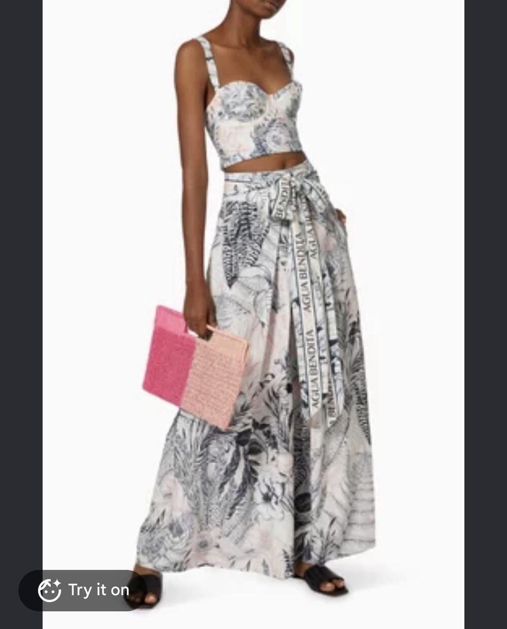 agua bendita MEDIUM Helios Crop Top & SMALL Wide Leg Printed Pants Set